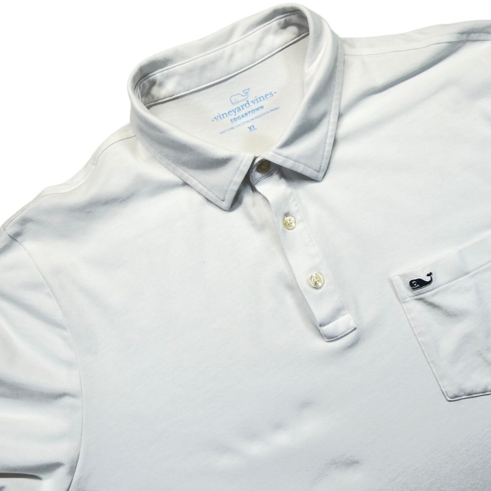 Vineyard Vines Edgartown Polo Shirt XL White Pocket Stretch Preppy Golf